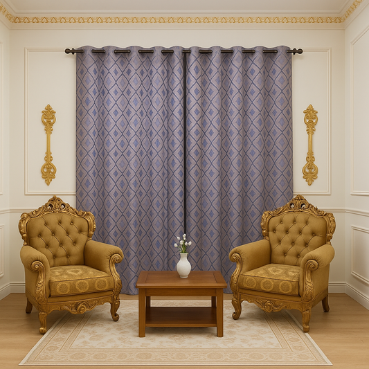 Black with Golden Jacquard printed curtains