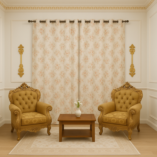 Black with Golden Jacquard printed curtains
